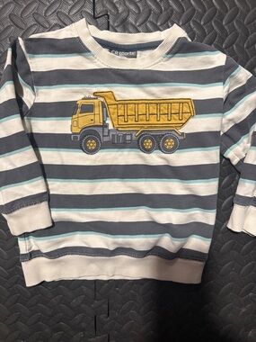CR Sports Striped Kids Sweatshirt with Yellow Dump Truck 3T